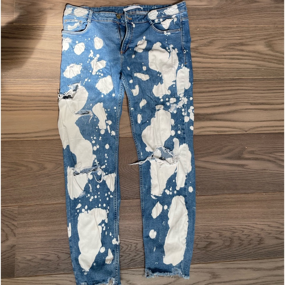 Zara tie dye denim ripped jeans sz 12